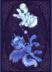 Size: 800x1100 | Tagged: safe, artist:b-tobio, princess luna, oc, oc:snowdrop, g4, s1 luna