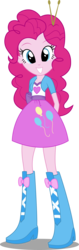 Size: 2530x7973 | Tagged: safe, artist:twls7551, pinkie pie, equestria girls, g4, my little pony equestria girls: rainbow rocks, absurd resolution, adobe illustrator, balloon, boots, clothes, cute, cutie mark on clothes, drumsticks, female, hands behind back, high heel boots, jacket, looking at you, shirt, shoes, simple background, skirt, smiling, solo, transparent background, vector
