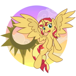 Size: 1200x1200 | Tagged: safe, artist:brownie-bytes, sunset shimmer, alicorn, pony, g4, alicornified, female, race swap, shimmercorn, solo, summer sun celebration