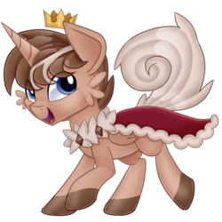 Size: 4000x4000 | Tagged: safe, artist:partypievt, oc, oc only, oc:prince, alicorn, pony, alicorn oc, clothes, crossover, crown, jewelry, looking away, male, pokémon, ponymon, regalia, robe, rockruff, simple background, solo, transparent background, wingding eyes