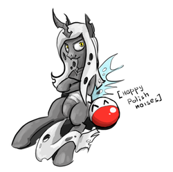 Size: 593x590 | Tagged: safe, artist:ponyjob, oc, oc only, changeling, /pol/, descriptive noise, meme, polandball, polish, sitting, smirk, white changeling