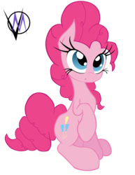 Size: 1024x1323 | Tagged: dead source, safe, artist:overmare, artist:skyline14, pinkie pie, g4, :o, big eyes, cute, female, long eyelashes, raised hoof, simple background, sitting, solo, transparent background, vector