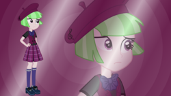 Size: 3840x2160 | Tagged: safe, artist:perplexedpegasus, drama letter, watermelody, equestria girls, g4, background human, beret, clothes, crystal prep academy uniform, hat, high res, school uniform, wallpaper, zoom layer