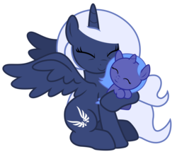 Size: 4267x3713 | Tagged: safe, artist:estories, princess luna, oc, oc:holly, alicorn, pony, g4, alicorn oc, baby, baby pony, filly, simple background, transparent background, vector, woona, younger