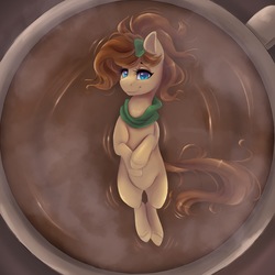 Size: 3000x3000 | Tagged: safe, artist:ardail, artist:silentwulv, oc, oc only, oc:mocha latte, pony, coffee, cup of pony, high res, micro, solo