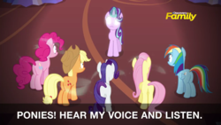 Size: 1280x720 | Tagged: safe, screencap, applejack, fluttershy, pinkie pie, rainbow dash, rarity, starlight glimmer, pony, every little thing she does, g4, season 6, applebutt, balloonbutt, brainwashing, butt, discovery family logo, female, fiducia compellia, flutterbutt, glowing eyes, hypnosis, mare, mind control, plot, preview, rainbutt dash, rearity, subtitles, this will end in communism