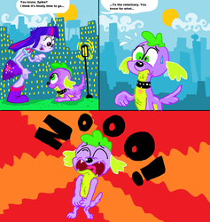 Size: 1440x1518 | Tagged: safe, artist:seriousdog, spike, twilight sparkle, dog, equestria girls, g4, big no, comic, no, spike the dog, twilight sparkle (alicorn)