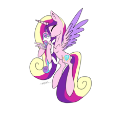 Size: 2000x2000 | Tagged: safe, artist:justart101, princess cadance, princess flurry heart, g4, flying, high res, hug, mother and daughter, nuzzling, simple background, transparent background