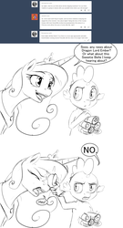 Size: 1280x2373 | Tagged: safe, artist:silfoe, princess cadance, spike, royal sketchbook, g4, bad pony, comic, grayscale, monochrome, princess of shipping, shipper on deck, shipping denied, spike is not amused, swatting