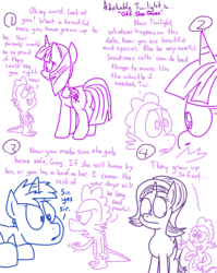 Size: 1280x1611 | Tagged: safe, artist:adorkabletwilightandfriends, spike, starlight glimmer, twilight sparkle, oc, oc:greg, alicorn, dragon, pony, unicorn, comic:adorkable twilight and friends, g4, adorkable twilight, butt, comic, crying, date, encouragement, lineart, parenting, plot, protecting, simple background, slice of life, spike cares, twilight sparkle (alicorn)