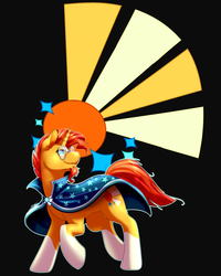 Size: 1280x1600 | Tagged: safe, artist:fatcakes, sunburst, pony, unicorn, g4, cloak, clothes, male, shirt design, solo