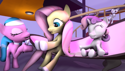 Size: 3840x2160 | Tagged: safe, artist:viranimation, aloe, fluttershy, rumble, sweetie belle, g4, 3d, high res, hoof painting, hoof polish, nail polish, source filmmaker, spa