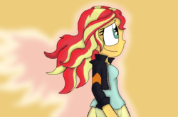 Size: 3711x2446 | Tagged: safe, artist:shonatabeata, sunset shimmer, equestria girls, g4, clothes, female, high res, jacket, leather jacket, solo, sunset shimmer day