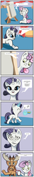 Size: 1200x6300 | Tagged: safe, artist:frenkieart, rarity, sweetie belle, moose, g4, comic, easel, pun