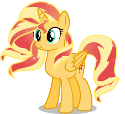 Size: 4337x3981 | Tagged: safe, artist:orin331, sunset shimmer, alicorn, pony, equestria girls, g4, absurd resolution, alicornified, cute, female, race swap, shimmerbetes, shimmercorn, simple background, smiling, solo, sunset shimmer day, transparent background, vector