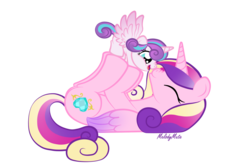 Size: 1600x1055 | Tagged: safe, artist:melodymute, princess cadance, princess flurry heart, g4, boop, cute, cutedance, flurrybetes, mother and daughter, nose wrinkle, noseboop, simple background, transparent background, vector, weapons-grade cute