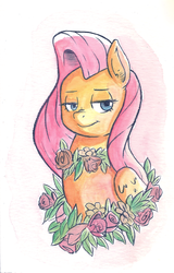 Size: 869x1354 | Tagged: safe, artist:alonelyplacetodraw, artist:raph13th, fluttershy, g4, female, solo, traditional art, tumblr, watercolor painting