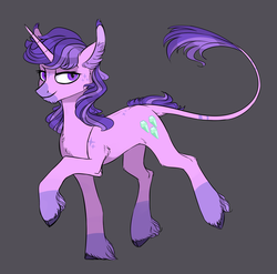 Size: 2269x2239 | Tagged: safe, artist:etalir, amethyst star, sparkler, classical unicorn, pony, unicorn, g4, chest fluff, chin fluff, cloven hooves, coat markings, ear fluff, female, gray background, high res, horn, leg fluff, leonine tail, mare, simple background, solo, tail fluff, unshorn fetlocks