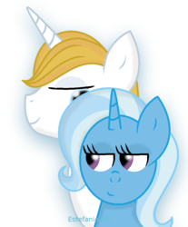 Size: 856x1034 | Tagged: safe, artist:estefania200, prince blueblood, trixie, pony, unicorn, g4, female, male, mare, ship:bluetrix, shipping, smug, straight