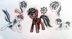 Size: 1254x685 | Tagged: safe, artist:pinkamenacheshirepie, oc, oc only, oc:victor, traditional art, wrench