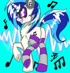 Size: 1869x1947 | Tagged: safe, artist:takutanuvataio, dj pon-3, vinyl scratch, pony, unicorn, g4, butt, clothes, dock, female, horn, mare, plot, socks, solo, striped socks, tail, underhoof