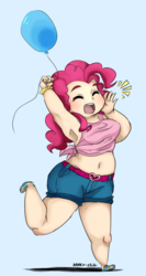 Size: 931x1752 | Tagged: safe, artist:krazy-chibi, pinkie pie, human, g4, armpits, chubby, female, humanized, plump, solo