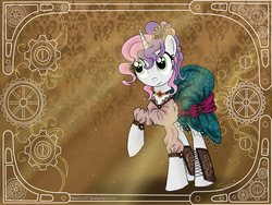 Size: 1600x1200 | Tagged: safe, artist:sweeterwho, sweetie belle, g4, boots, clothes, cute, female, jewelry, necklace, shirt, skirt, solo, steampunk