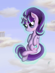 Size: 1500x2000 | Tagged: safe, artist:zetamad, starlight glimmer, pony, unicorn, g4, :3, female, glowing horn, horn, levitation, magic, solo, telekinesis