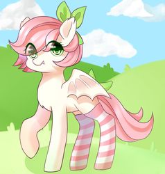 Size: 950x1000 | Tagged: safe, artist:leafywind, oc, oc only, bat pony, pony, clothes, socks, solo, striped socks