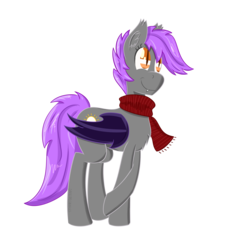 Size: 2500x2500 | Tagged: safe, artist:darklordsnuffles, oc, oc only, oc:bright tone, bat pony, pony, chest fluff, clothes, cute, halfassed cutie mark, high res, scarf, solo