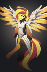 Size: 3375x5175 | Tagged: safe, artist:drawponies, oc, oc only, pegasus, pony, absurd resolution, crossover, mercy, misleading thumbnail, not sunset shimmer, overwatch, solo