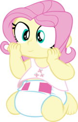 Size: 1457x2257 | Tagged: safe, artist:megarainbowdash2000, fluttershy, equestria girls, g4, age regression, baby, baby human, babyshy, barefoot, cute, diaper, feet, female, shyabetes, simple background, solo, transparent background