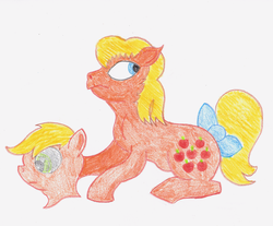 Size: 2744x2267 | Tagged: safe, artist:invidlord, applejack (g1), g1, female, high res, mask, newbie artist training grounds, solo, tail bow, traditional art