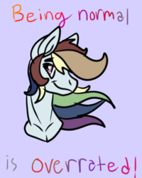 Size: 320x400 | Tagged: safe, artist:brainiac, part of a set, rainbow dash, pony, g4, bust, female, message, portrait, positive ponies, simple background, solo