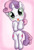 Size: 1378x2039 | Tagged: dead source, safe, artist:chiptunebrony, sweetie belle, pony, g4, adorkable, big eyes, bipedal, blushing, both cutie marks, cute, diasweetes, dork, female, filly, foal, legs together, looking at you, lying down, on back, pink background, simple background, smiling, solo, the cmc's cutie marks, tongue out