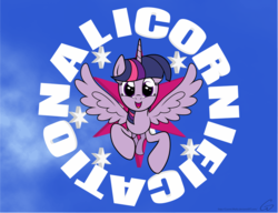 Size: 1000x769 | Tagged: safe, artist:cosmicwaltz, twilight sparkle, alicorn, pony, g4, californication, commission, female, red hot chili peppers, solo, song reference, twilight sparkle (alicorn)