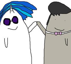 Size: 1356x1228 | Tagged: safe, artist:washboardchaz, dj pon-3, octavia melody, vinyl scratch, g4, 1000 hours in ms paint, female, lesbian, ms paint, ship:scratchtavia, shipping