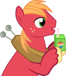 Size: 1859x1921 | Tagged: safe, artist:sikander, big macintosh, earth pony, pony, g4, apple, apple juice, drinking, food, holding, juice, male, simple background, solo, stallion, transparent background, vector, zap apple