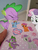 Size: 2448x3264 | Tagged: dead source, safe, artist:flutterguy317, artist:gretsch1962, artist:mysteriouskaos, rainbow dash, scootaloo, spike, sweetie belle, dragon, human, pegasus, unicorn, g4, facepalm, female, filly, foal, hand, high res, irl, irl human, male, mare, merchandise, photo, ponies in real life, spread wings, sticker, wings