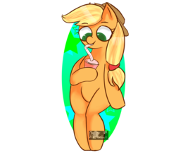 Size: 3122x2755 | Tagged: safe, artist:oreomonsterr, applejack, g4, cute, drink, female, high res, solo, straw