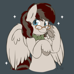 Size: 1000x1000 | Tagged: safe, artist:curiouskeys, oc, oc only, oc:feather duster, pegasus, pony, bowtie, flat colors, glasses, male, solo, stallion, waist up