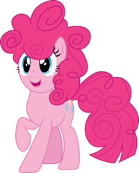 Size: 3000x3747 | Tagged: safe, artist:theshadowstone, pinkie pie, earth pony, pony, g4, alternate hairstyle, female, high res, mare, open mouth, raised hoof, simple background, solo, transparent background