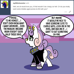 Size: 576x576 | Tagged: safe, artist:pembroke, sweetie belle, g4, dialogue, female, meanie belle, solo