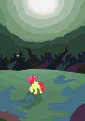 Size: 930x1318 | Tagged: safe, artist:atomichyena, apple bloom, oc, oc:ruby, oc:ruby (story of the blanks), earth pony, ghost, ghost pony, pony, story of the blanks, g4, butt, plot