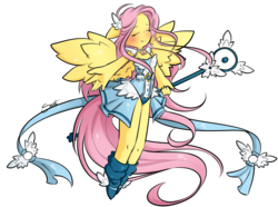Size: 1200x892 | Tagged: safe, artist:secret-pony, fluttershy, anthro, g4, ambiguous facial structure, female, legs together, magical girl, solo