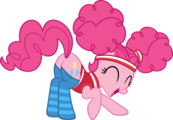 Size: 6000x4180 | Tagged: safe, artist:slb94, pinkie pie, buckball season, g4, absurd resolution, butt, clothes, excited, female, pinktails pie, plot, simple background, socks, solo, striped socks, transparent background, vector