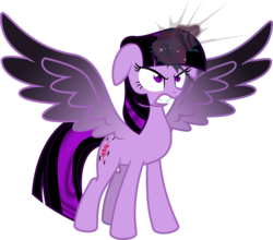 Size: 1822x1600 | Tagged: safe, artist:arkwing, twilight sparkle, alicorn, pony, fanfic:my glory, g4, colored wings, corrupted, corrupted twilight sparkle, dark twilight, dark twilight sparkle, female, floppy ears, gradient wings, mare, simple background, solo, spread wings, transparent background, twilight sparkle (alicorn), vector, wings