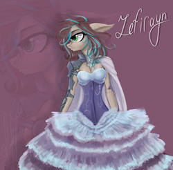 Size: 2469x2428 | Tagged: safe, artist:zefirayn, oc, oc only, oc:zefirayn, anthro, clothes, dress, ear fluff, high res, solo