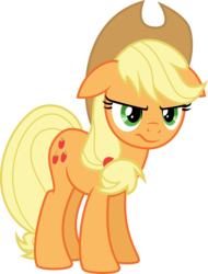 Size: 4213x5541 | Tagged: safe, artist:osipush, applejack, g4, viva las pegasus, absurd resolution, angry, applejack is not amused, cowboy hat, ears back, female, hat, inkscape, simple background, solo, stetson, transparent background, unamused, vector, wavy mouth