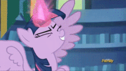 Size: 300x169 | Tagged: safe, edit, edited screencap, screencap, starlight glimmer, twilight sparkle, alicorn, pony, every little thing she does, g4, the cutie re-mark, twilight's kingdom, alternate timeline, animated, ashlands timeline, bad end, barren, discovery family logo, female, gif, implied genocide, magic blast, now you fucked up, post-apocalyptic, twilight sparkle (alicorn), wasteland
